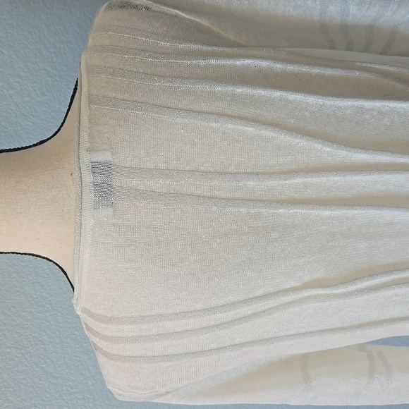 JENNIFER TATTANELLI Casini White Metallic 3/4 Sleeve Linen Sweater SZ L (46 IT) - Picture 10 of 15
